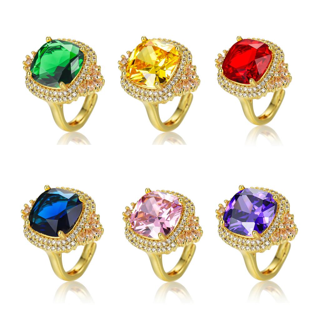 TikTok new high carbon diamond colored treasure ring European and American style luxury slightly inlaid with diamond yellow diamond ring