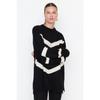 Schwarz gestreifter weicher Strickpullover Tctaw22ak0005