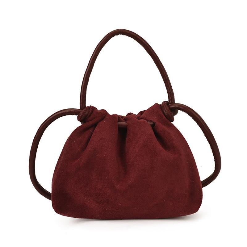 Vintage Style Pu Water Bucket Handbag With Top Drawstring Closure For Casual Outings