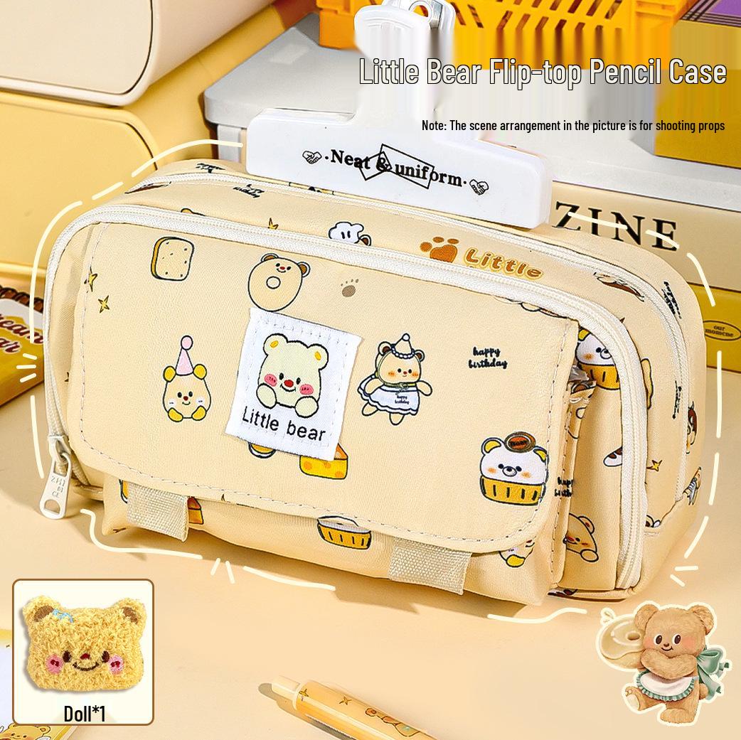 Adorable Butter Bear Large Capacity Pencil Case: Trendy Stationery Set for Girls
