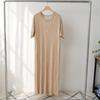 Shop   Women Loose Fit Round Neck Pleats Cooling Long Dress Light Pink Ll Wdr 52