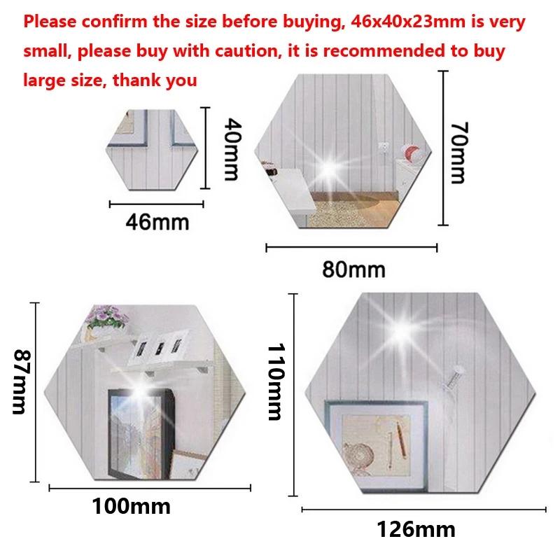 12 Stück 3D Spiegel Sechseck Vinyl Abnehmbarer Wandaufkleber Aufkleber Heimdekor Kunst DIY Kreative Waben-Wandaufkleber Spiegelaufkleber