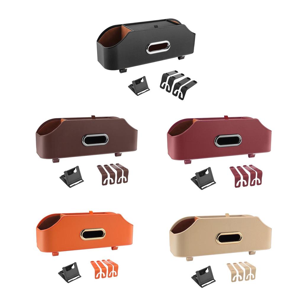 Car Seat Back Organizer Tissue Box Phone Holder Universal PU Leather Automobile