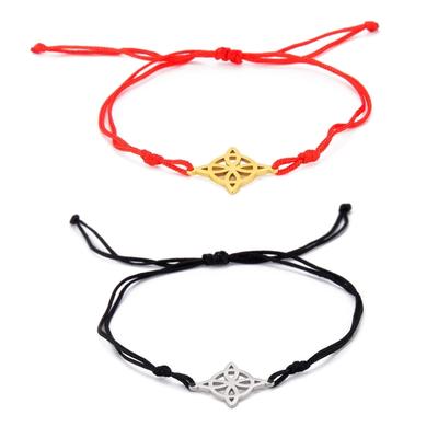 Witch Knot Charm Red Cord Bracelet Titanium Steel Witch Knot Amulet Bracelet for Women Men Vintage Witch Jewelry Gift
