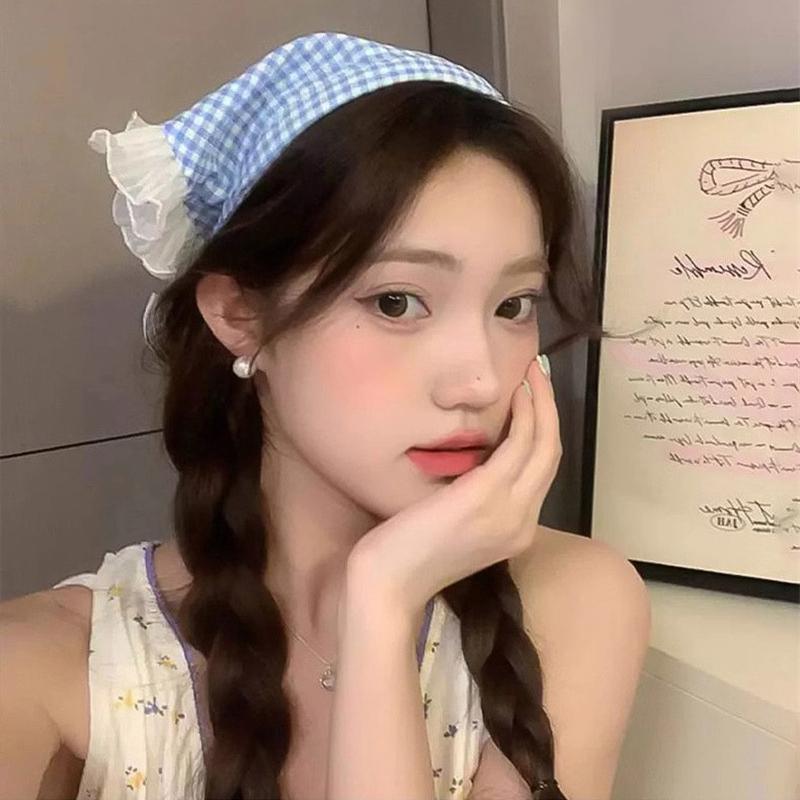Lace Triangle Hair Scarf Headband Countryside Style Innovative Design Lotus Leaf Edge Mesh Sweet Girls Hair Accessories Gift