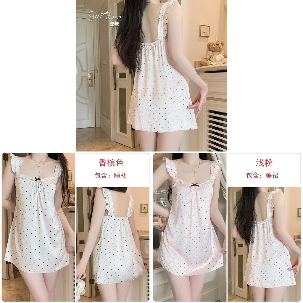 Satin Sleepwear Dress For Women With Deep V Neck And Sleeveless Design For Home And Lounge Use