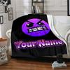 1pc Geometry Dash Blanket with Custom Name, Gift, for Men and Women, Soft Blanket, Good for Sofa Bed Couch Travel, Lightweight Flannel Blanket