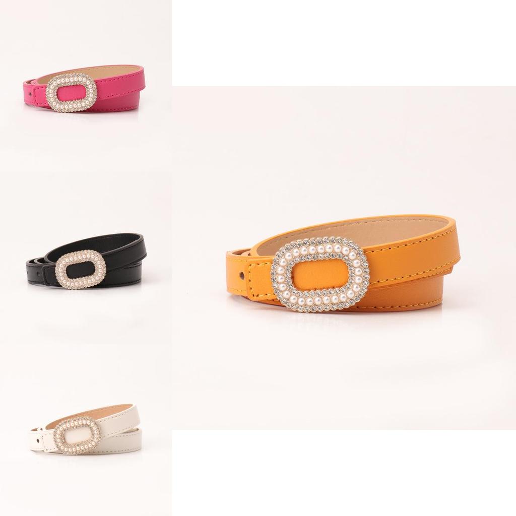 Pu Pearl Rhinestone Snap Closure Belt For Women Elegant Dress And Jeans Accessory