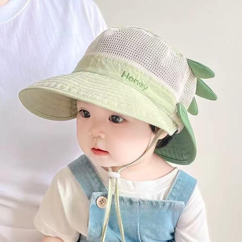 Children's Breathable Quick-Dry Summer Bucket Hat with Detachable Shawl