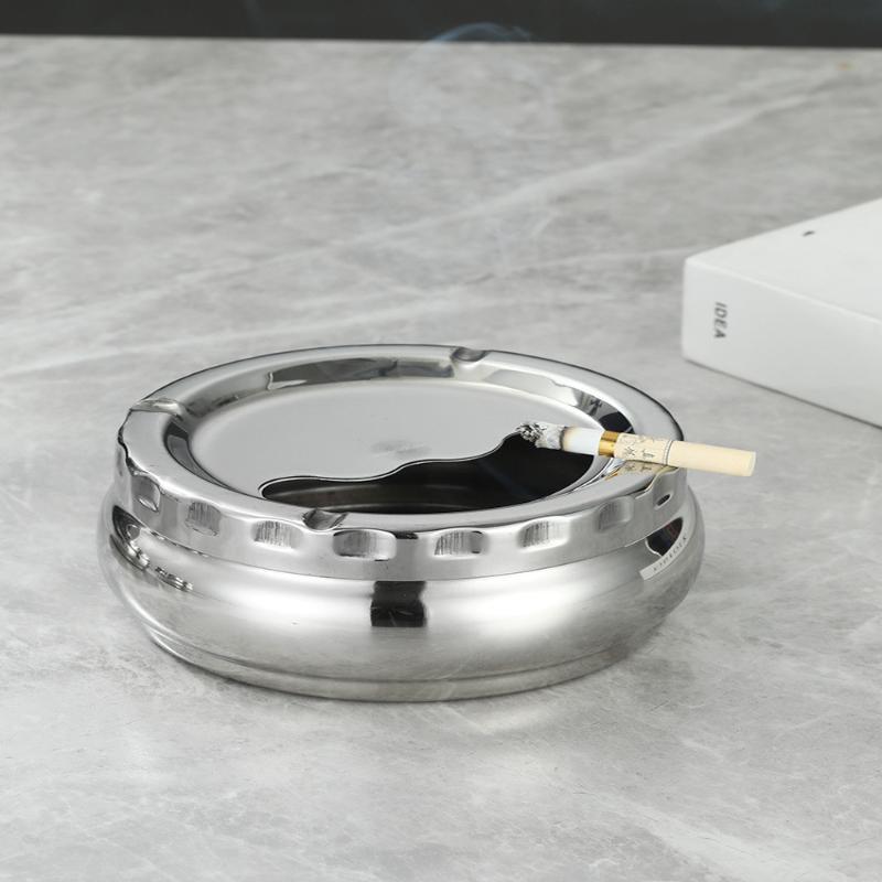 Stainless Steel Ashtray with Windproof Lid Rust Proof Easy to Clean 3 Sizes for Home Outdoor Hiking Travel Use