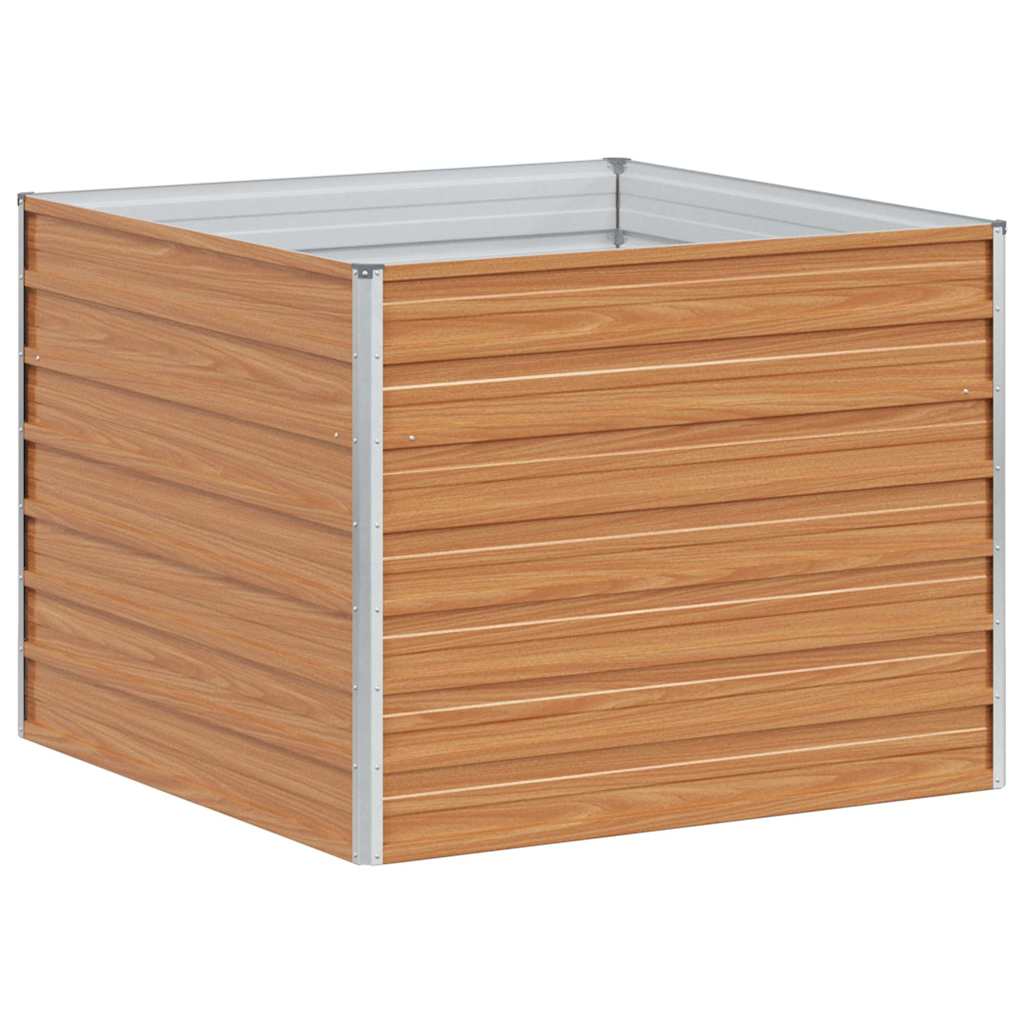 Raised Garden Bed Light Brown 100 X 100 X 77 Cm Galvanized Steel
