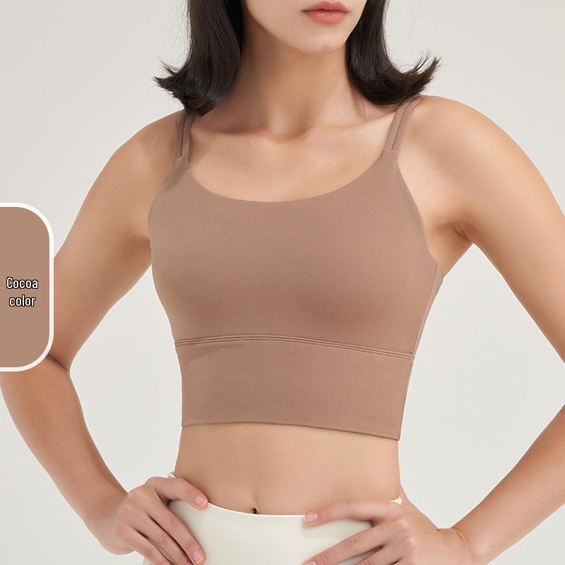 

Спортивный бюстгальтер с фиксированной чашкой с эффектом обнажённости: Цельный топ-майка на двойных бретелях для йоги и фитнеса S
