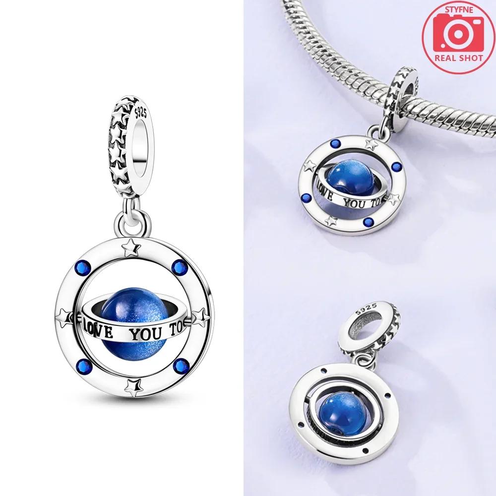 Charms Copper Luminous Spaceship Astronaut Planet Sun Beads Pendants Fit Diy Bracelet Necklace Making Women Exquisite Gifts