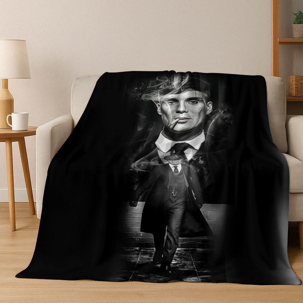 2026 Tommy Shelby P-Peaky B-Blinders Art Flannel Blanket,Cozy Soft Throw Blanket for Home Bedroom Bed Sofa Picnic Cover Gift