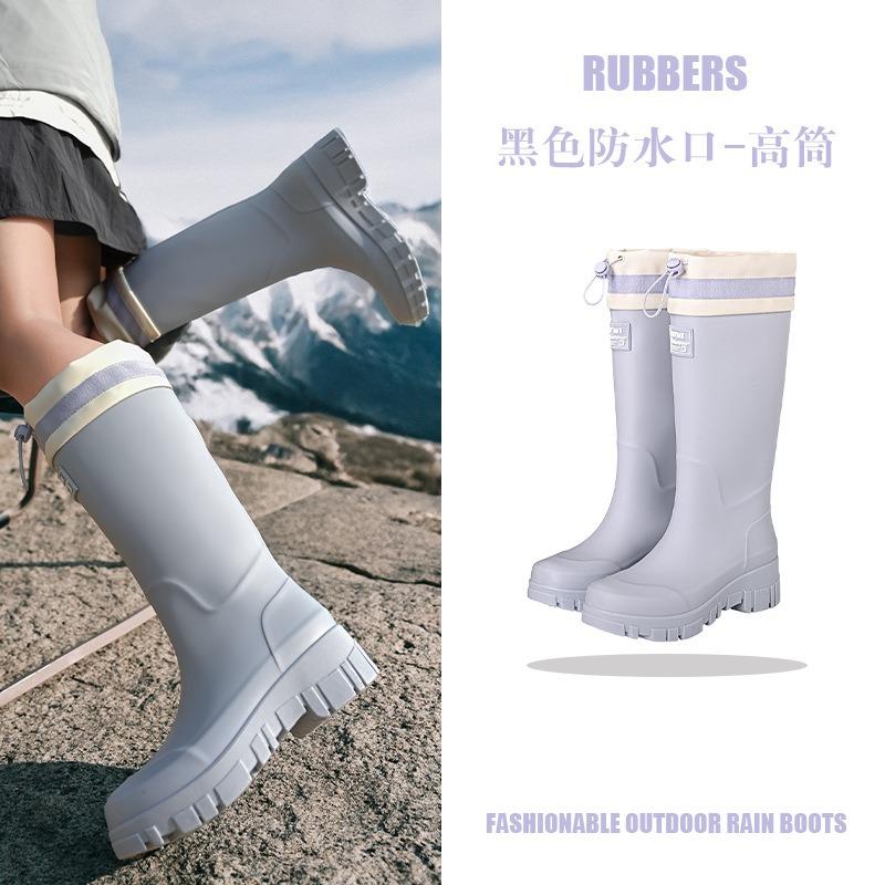 Mountain women's rain boots waterproof bundle pull rope women's boots outdoor camping stream water boots commuting fashion rubber shoes wading boots