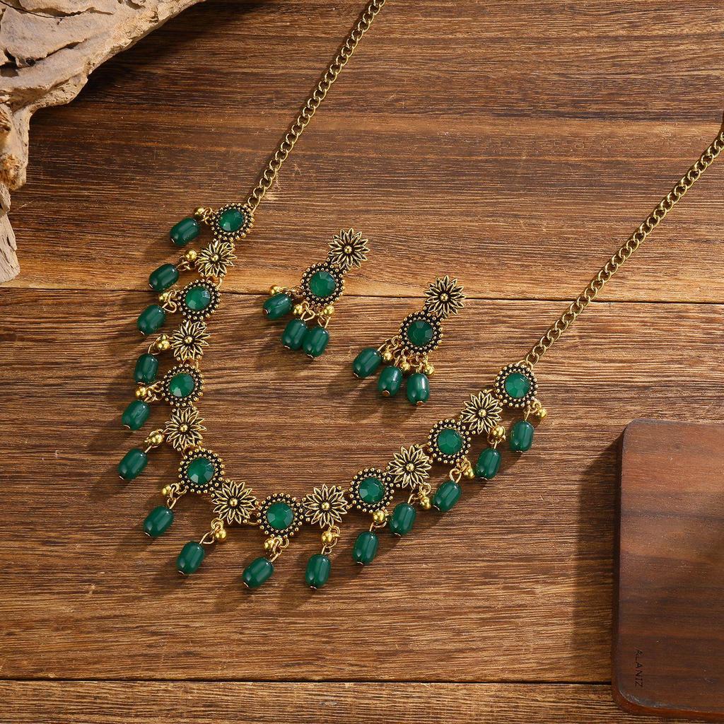 Europäisches Böhmisches Strass-Wassertropfen-Quasten-Schmuckset