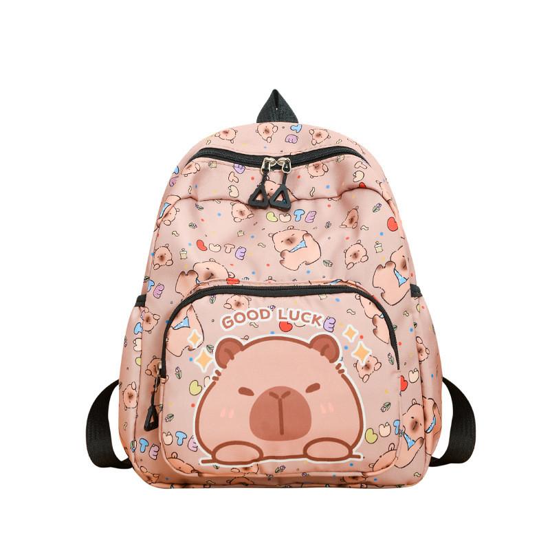 Cartoon Cute Capybara Letter Pattern Children Backpack For Children Young