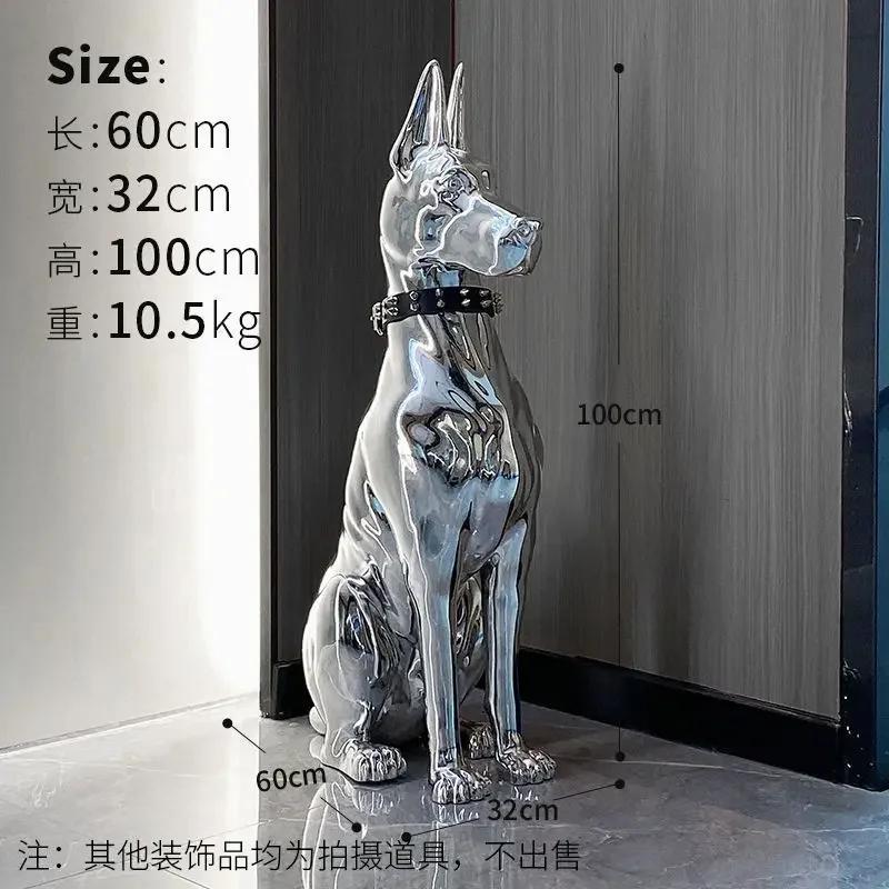 Home Decor Electroplate Resin Dog Sculpture Ornaments Large Landing Home Living Room Decoration Statues European Style Creative