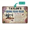 1pc Custom Sewing Room Rules Metal Tin Sign Home Decor Wall Art
