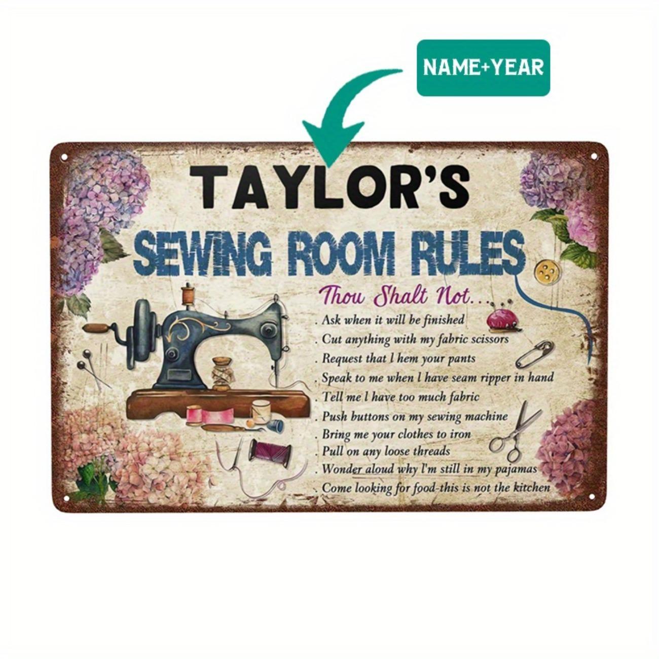 

1pc Custom Sewing Room Rules Metal Tin Sign Home Decor Wall Art білий