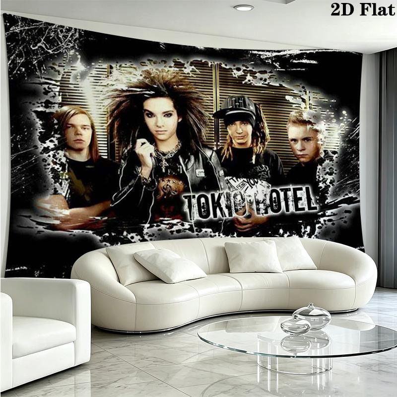 Tokio Hotel Wall Tapestry Aesthetic Wall Hanging Printed Fabric Blanket Decorative Tapestries for Bedroom Living Room Home Decor