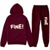 2025 European & American Style Printed Hoodie and Sweatpants Set - Unisex Loose Fit with Plus Velvet