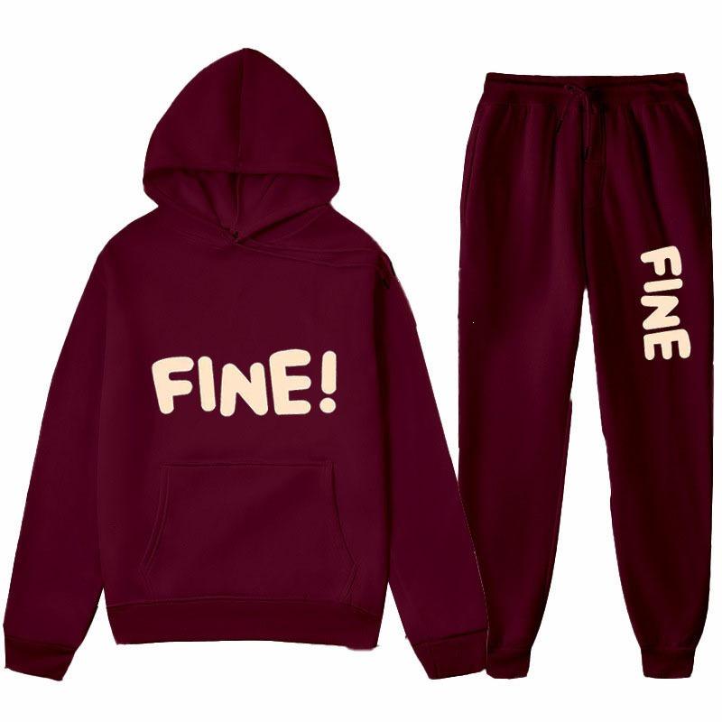 2025 European & American Style Printed Hoodie and Sweatpants Set - Unisex Loose Fit with Plus Velvet