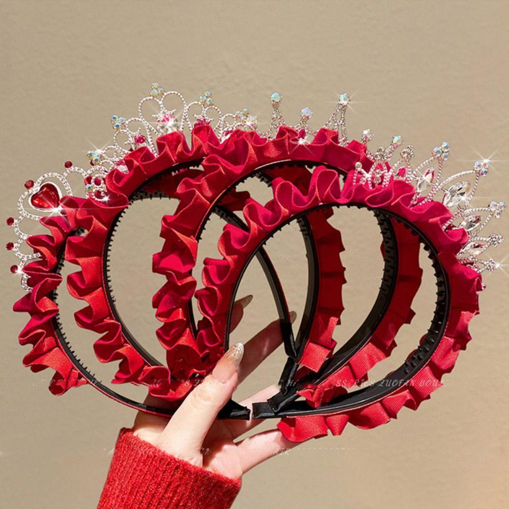 Hair Hoop New Year Headband Rhinestone Celebration Hairband Simple Princess Crown  Girl