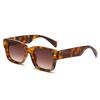 Unisex Retro Square Frame Leopard Print Sunglasses