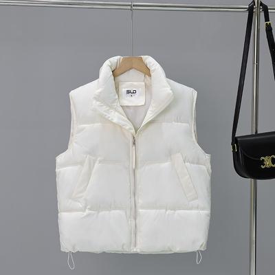 Herbst und Winter Stehkragen verdickte Daunenbaumwolle Weste Brot-Kleidung modisch lässig locker winddichte Weste Jacke