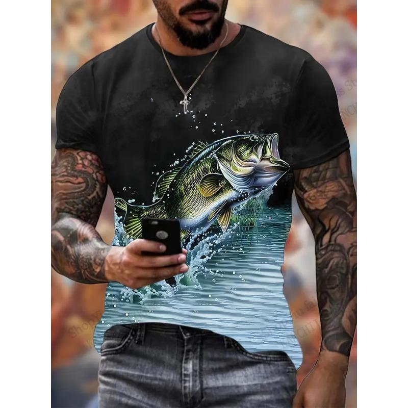 2026 New Fishing Fish 3D Print T-shirt Men Women Fashion Casual Outdoor Sports Short Sleeve