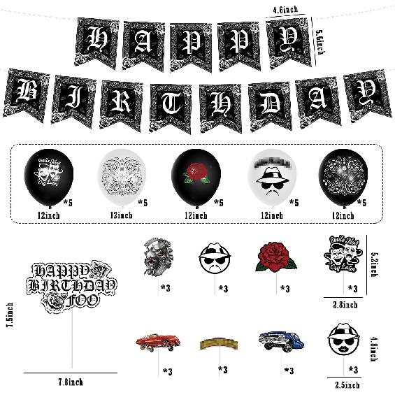51PCS Cholo Birthday Party Decorations, Early 2000s Party Kit for Teens, Old School Black Cholo Theme Balloons, Happy Birthday Banner and Cake Topper