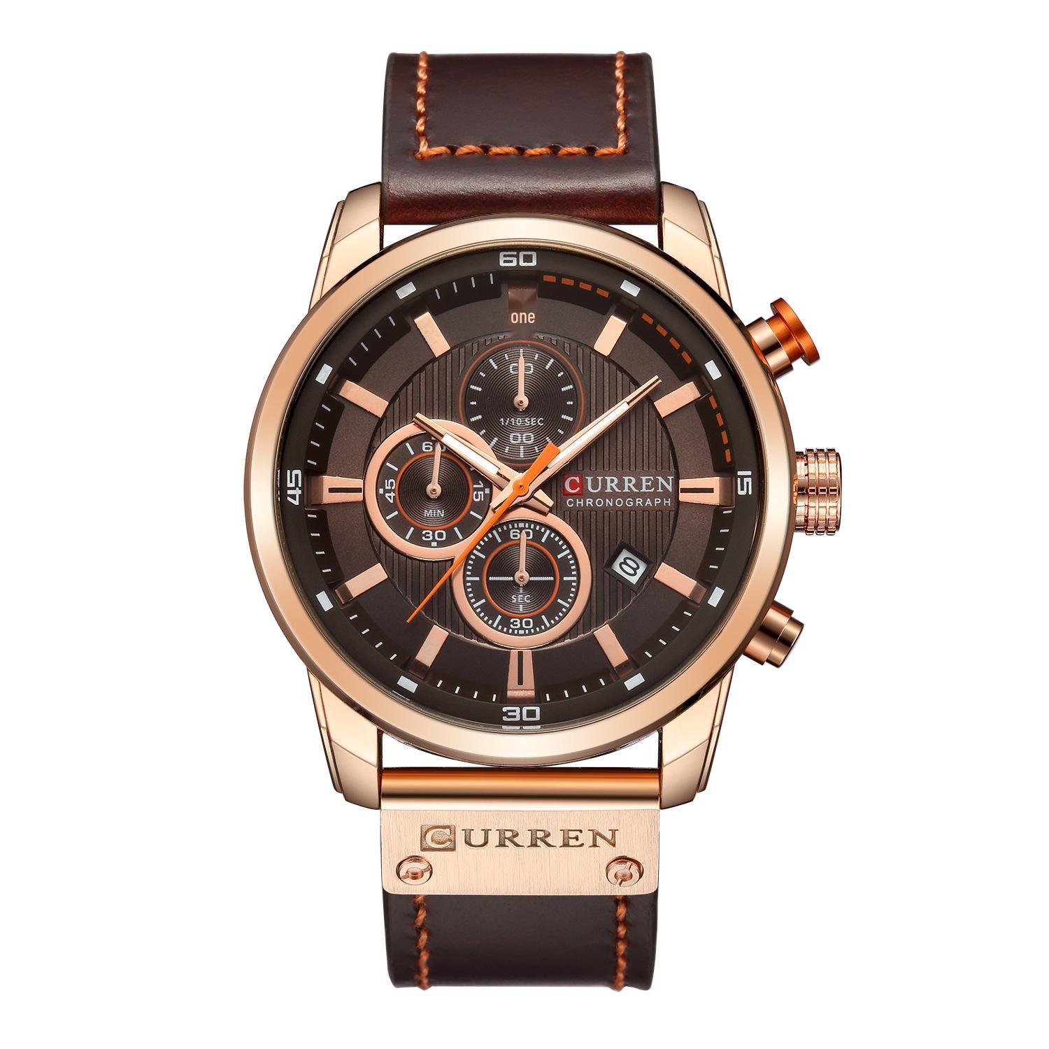 

Curren 8291 Men s Leather Watch - New Six-Hand Calendar, Waterproof