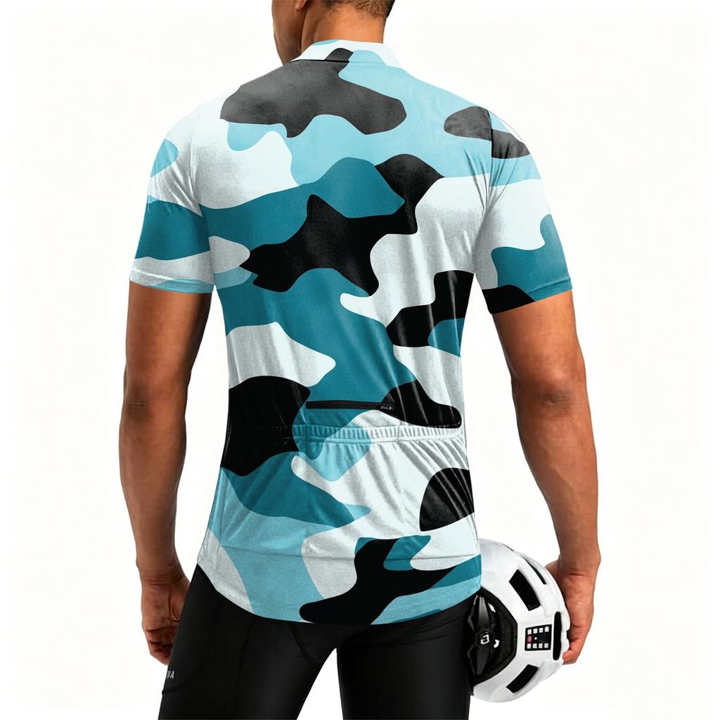 Men's Short Sleeve Cycling Jersey Breathable Quick Dry Half Zip Round Neck Lightweight Performance Top for Road Mountain Bike