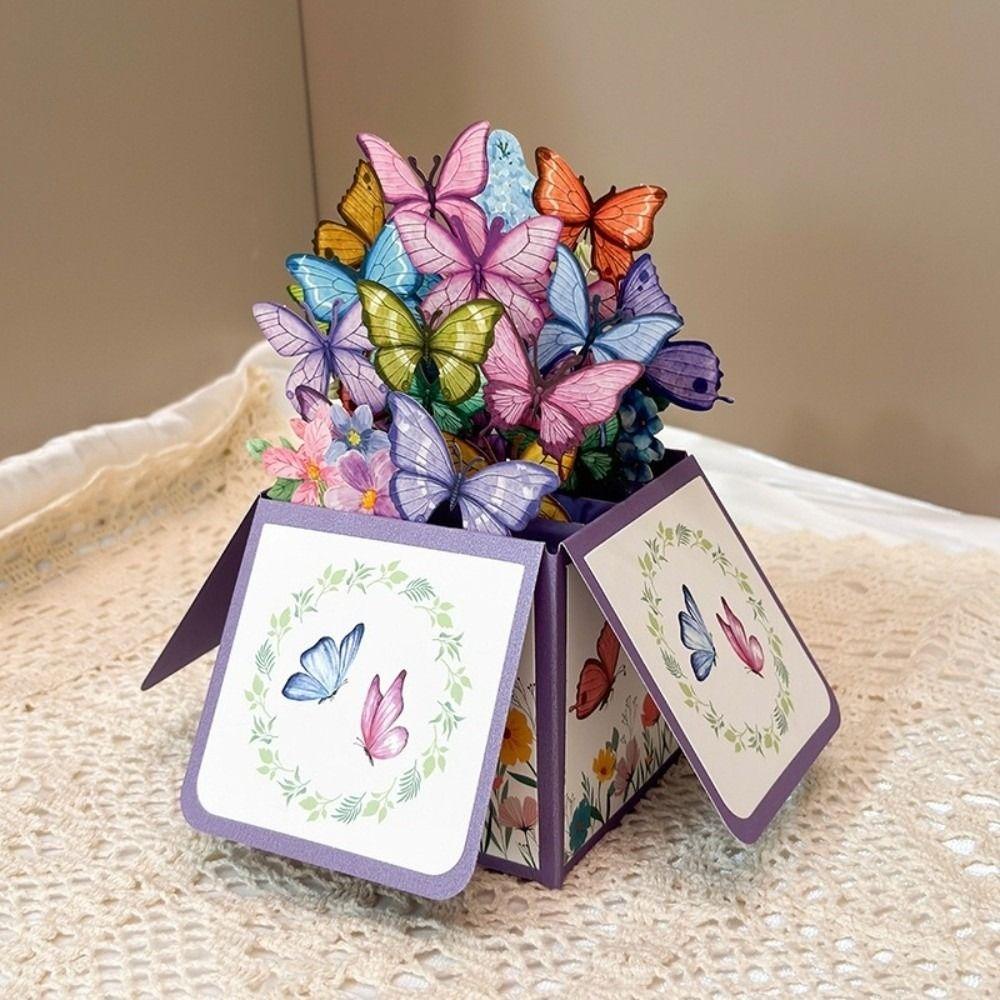 Floral Butterfly Design 3D Pop-Up Greeting Card Premium Quality Festival Use Pop-Up Birthday Card Handwritten Note