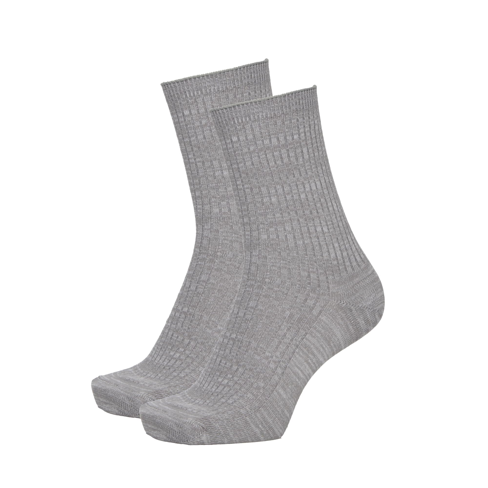 

Fukusuke FUKURASHI Solid Ribbed Cotton Outer Fukusuke Crew-Length Socks, 2-Pair Set, 100% Thread,