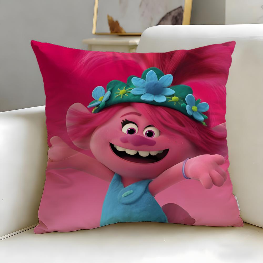 popular animated series Trolls Cushion Cover Soft  EasyWash Pillow Case  Versatile for Couch Bed Travel and Office