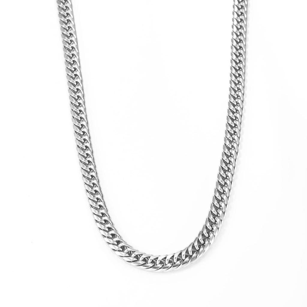 Men's Stainless Steel Cross Necklace - 8mm Polished Cuban Chain, Fashionable Titanium Steel Jewelry