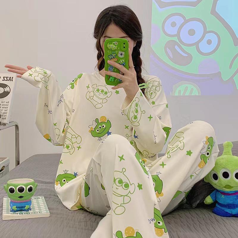 2024 Women's Cute Cartoon Pajamas Set: Spring Autumn Thermal Underwear, Plus Size Home Wear, Also Suitable for Outdoor Use