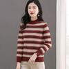 Wool Color Block Knit Sweater - Women's 2023 Autumn/Winter Slimming Half-High Neck