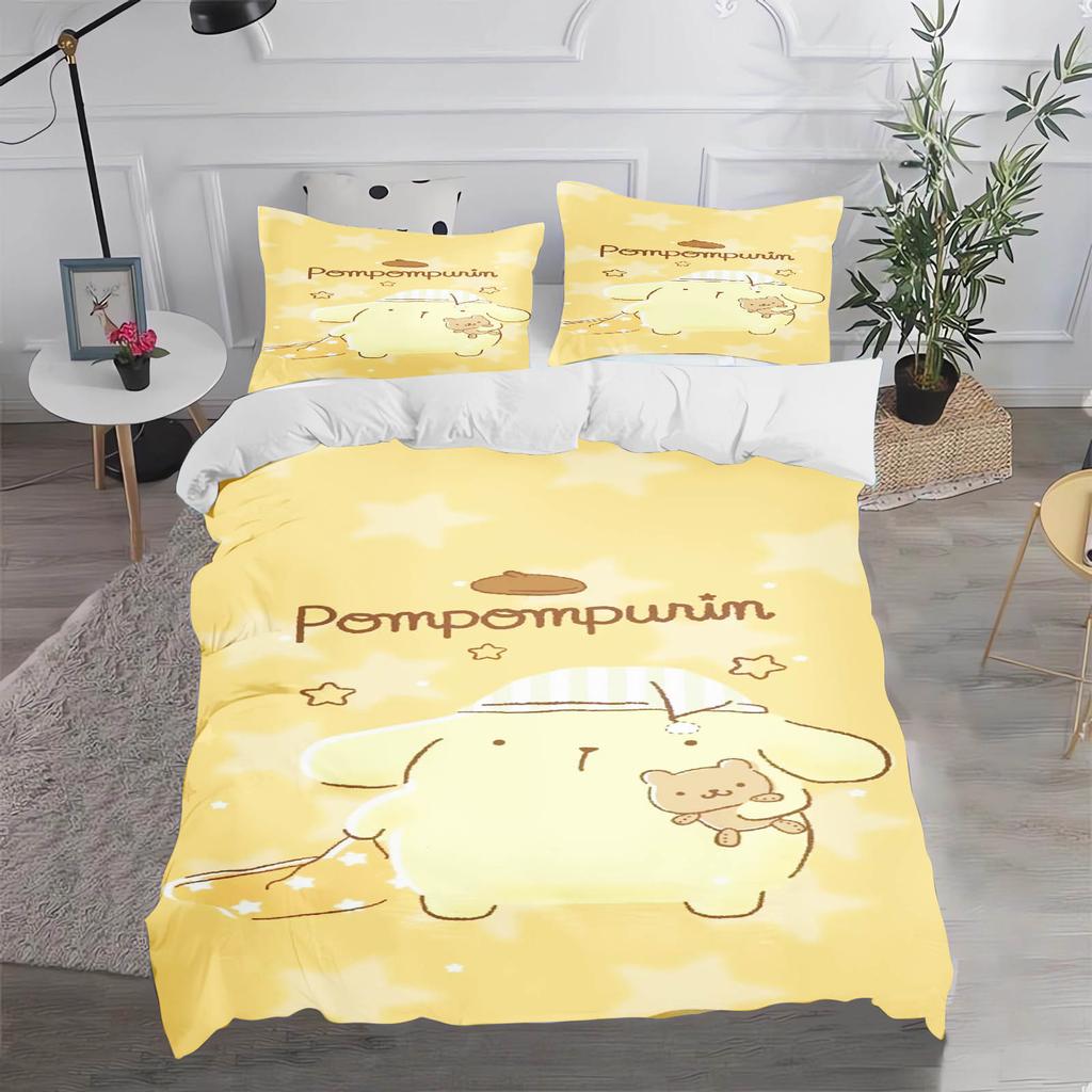 Sanrio Pom Pom Purin Bedding Sets Cartoon Dog Comforter Cover Bed Cover Duvet Cover Pillow Case 2-3 Pieces Sets Bedroom Decor