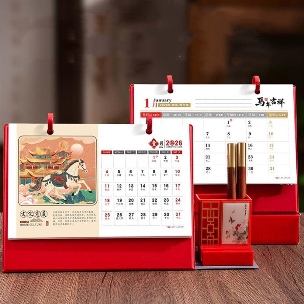 Standing 2026 Desktop Calendar Flip Design Coil Calendar Memo Pad Calendar Desktop Display