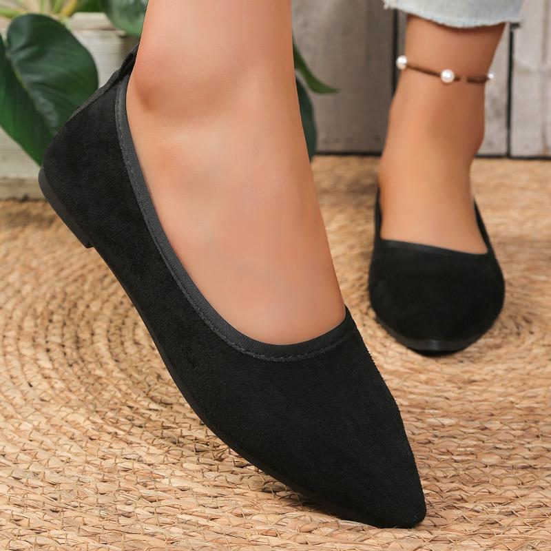 2026 Spring and Autumn New Fashion Pointed Large Flat Bottom Women's Shoes Versatile Shallow Mouth Simple Casual Shoes