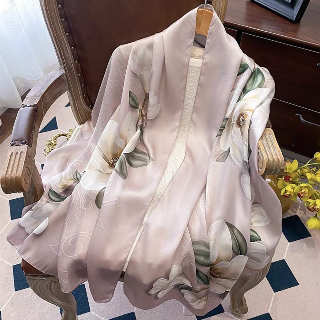 100% Natural Silk Scarf Square Female Fashion Beach Pashmina Bufanda Folral Women Shawl Wraps Bandana Scarves Foulard Echarpe