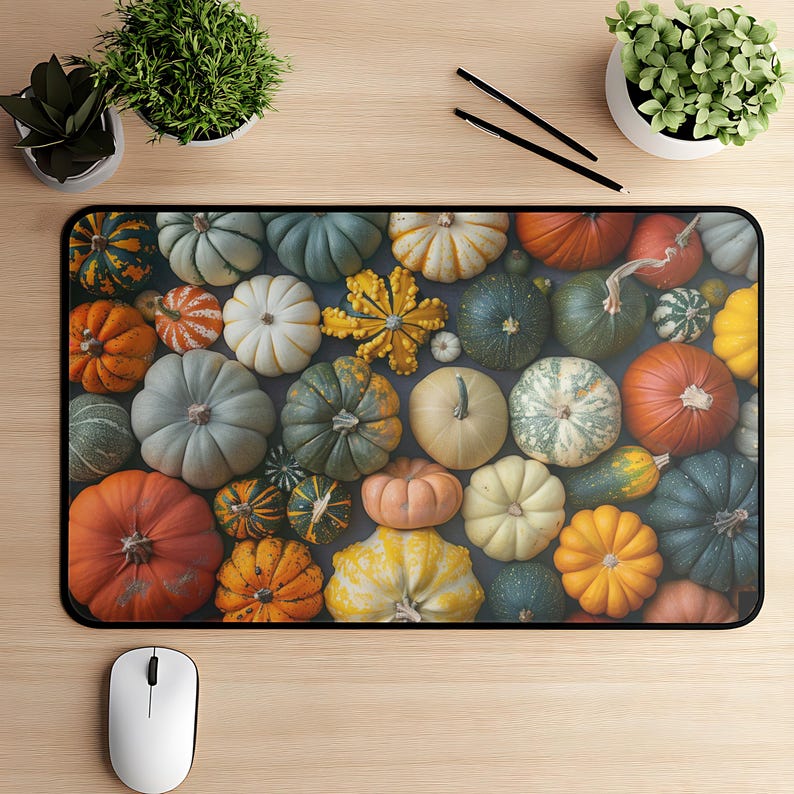 Colorful Pumpkin Themed Mouse Pad Nonslip Waterproof Mouse Pad Office Gaming Desk Decoration Mat Perfect Gift for Friends LockEdge 400x800x2mm