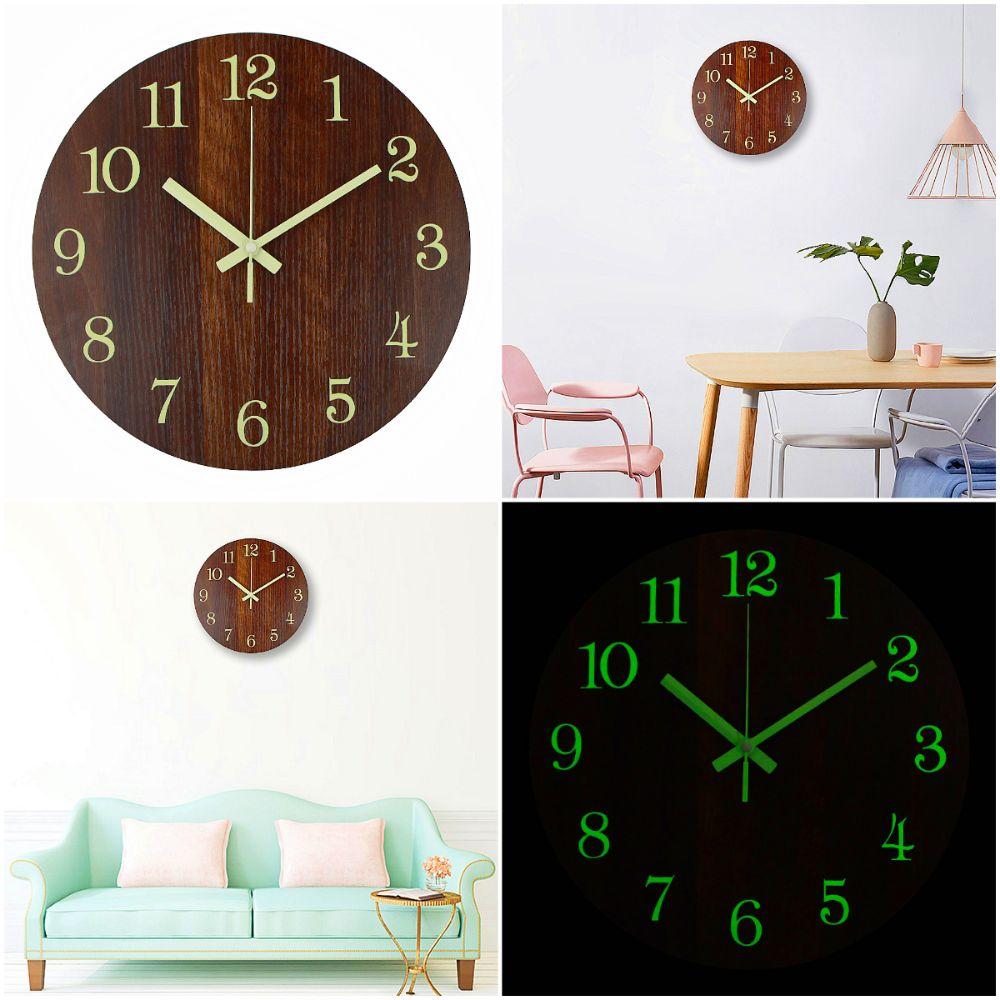 Luminous Wood Wall Clock Wood Rustic Wall Clock Classic Retro Wall Clock For Bedroom