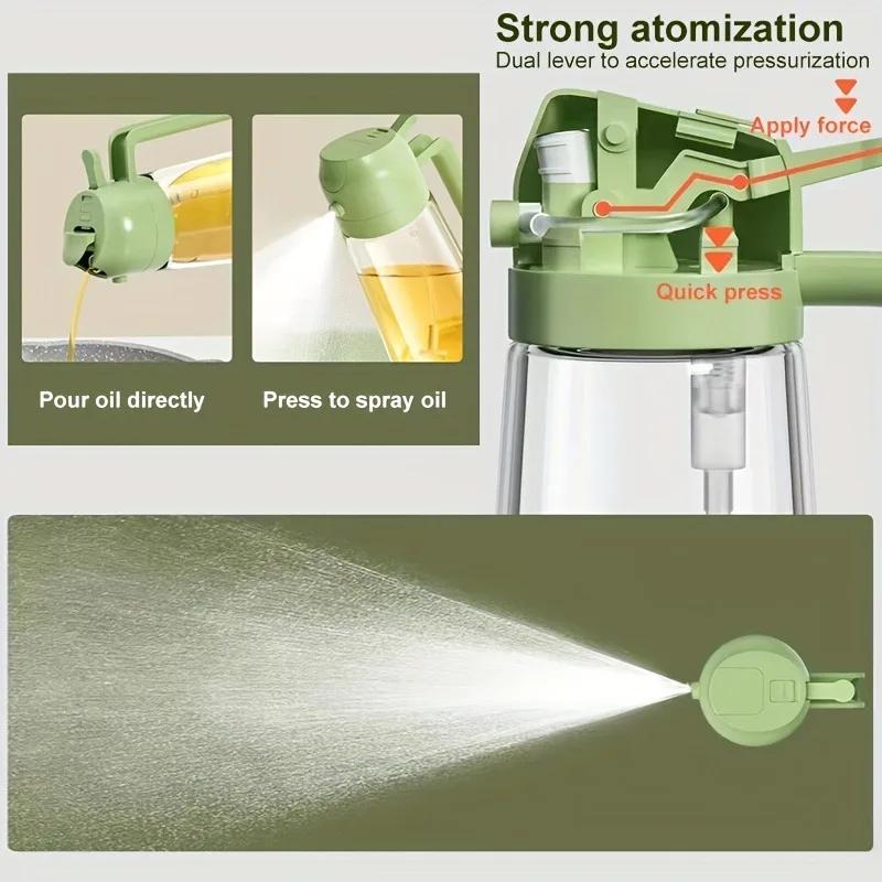 470ml Glass Oil Spray Bottle 2in1 Mist  Pour Non-Drip Oil Dispenser Kitchen Oil Filter Jug for Home Usewith Leakproof Spout