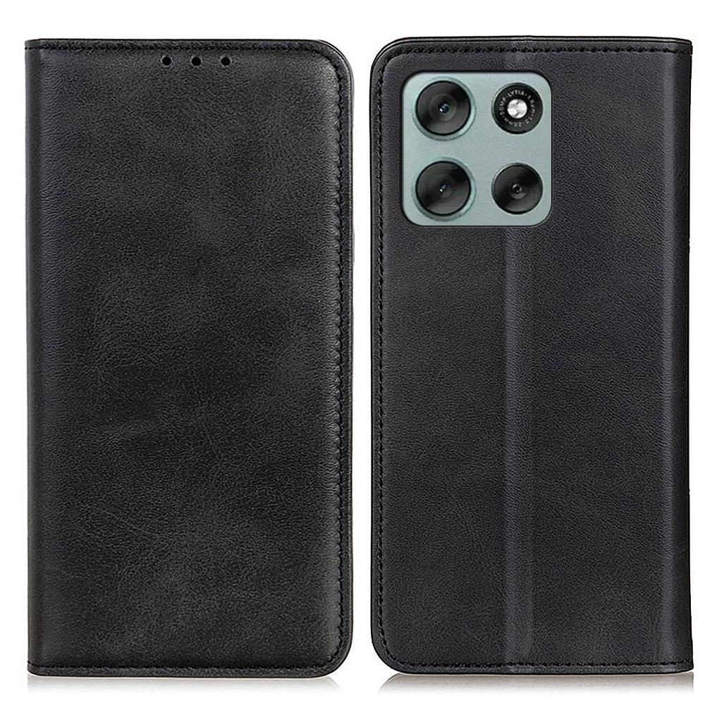 

Для Motorola Moto G56 5G Чехол из Спилковой Кожи Книжка-Кошелек Чехол для Телефона Black