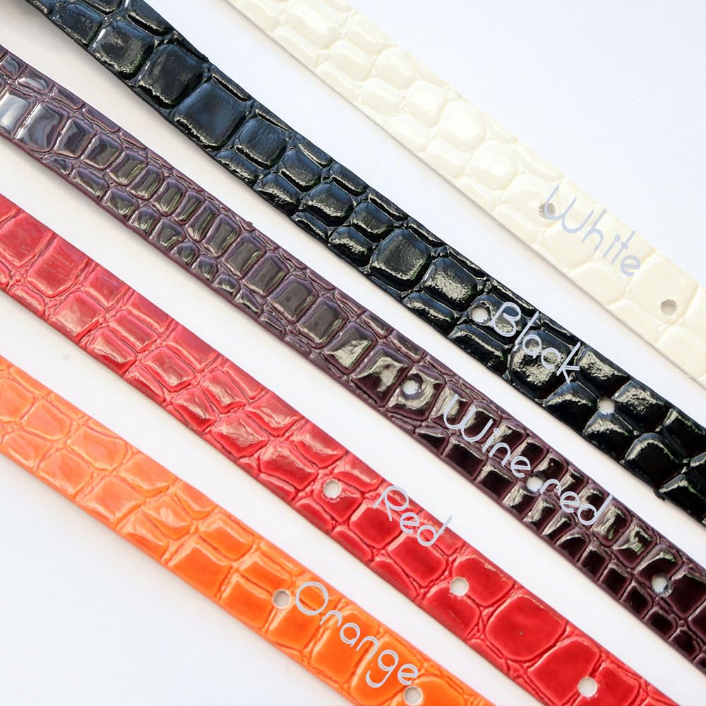 [Trois Anges] Stylish Enamel Fabric Crocodile Pattern Name Plate Belt