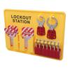 Lockout Tagout Station Kit PC PA Wall Mount Industrial Safety Lock Board Set with 10 Tags 2 Hasp Lock Yellow